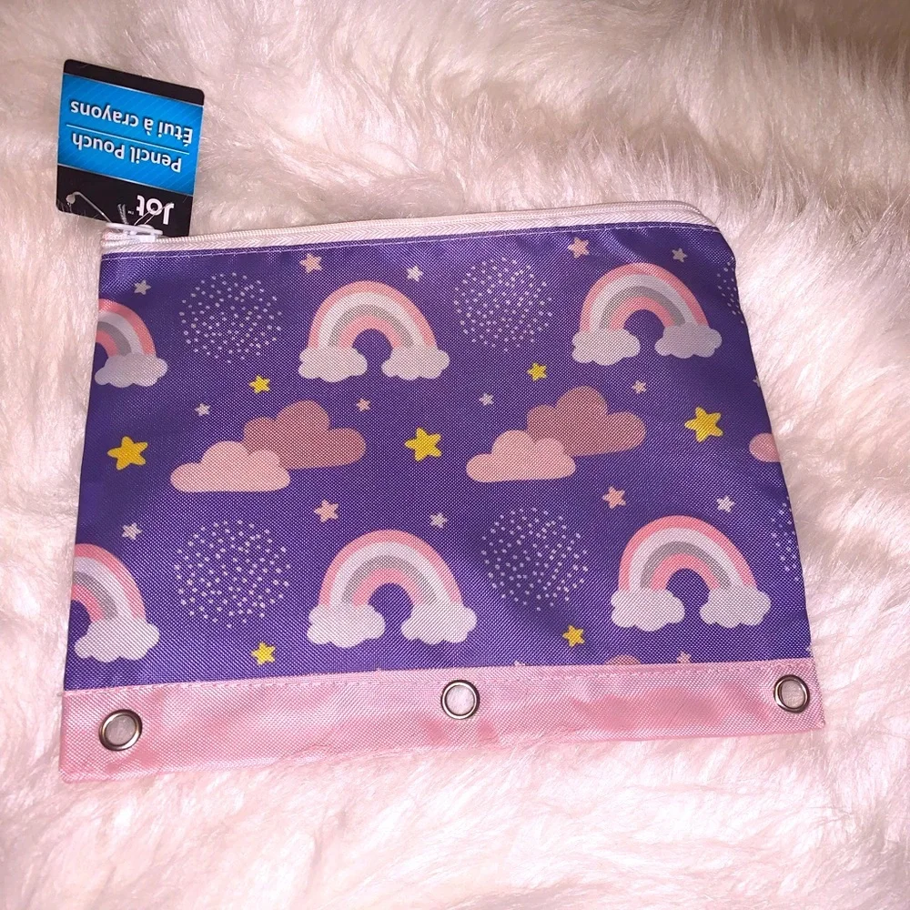 Rainbows and clouds pencil pouch/ makeup bag